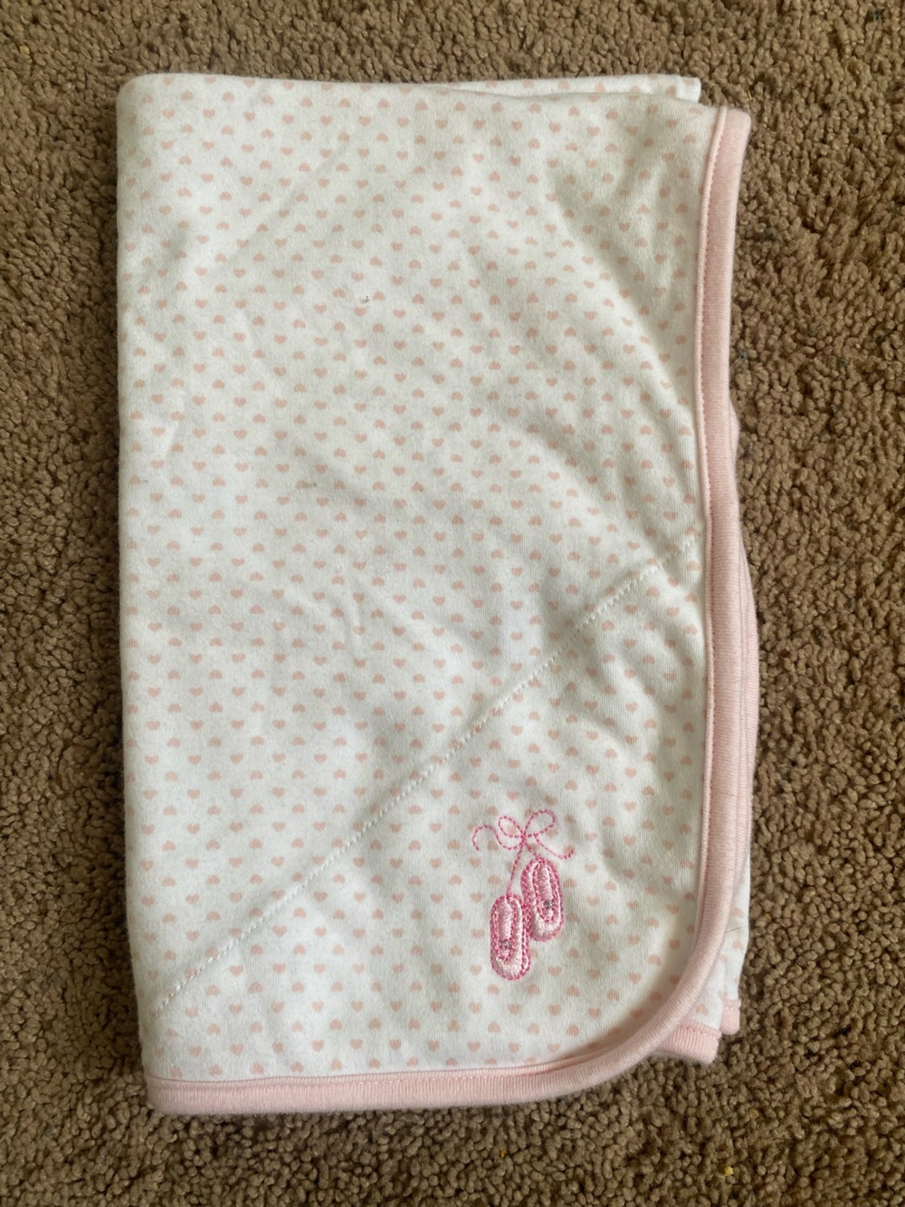 Soft Pink Dot Baby Blanket with Embroidered Detail